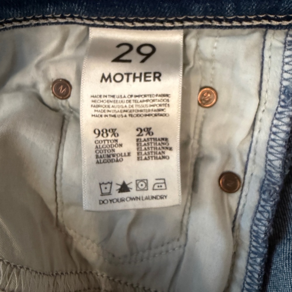 MOTHER Distressed Blue Flare Jeans - Picture 6 of 7